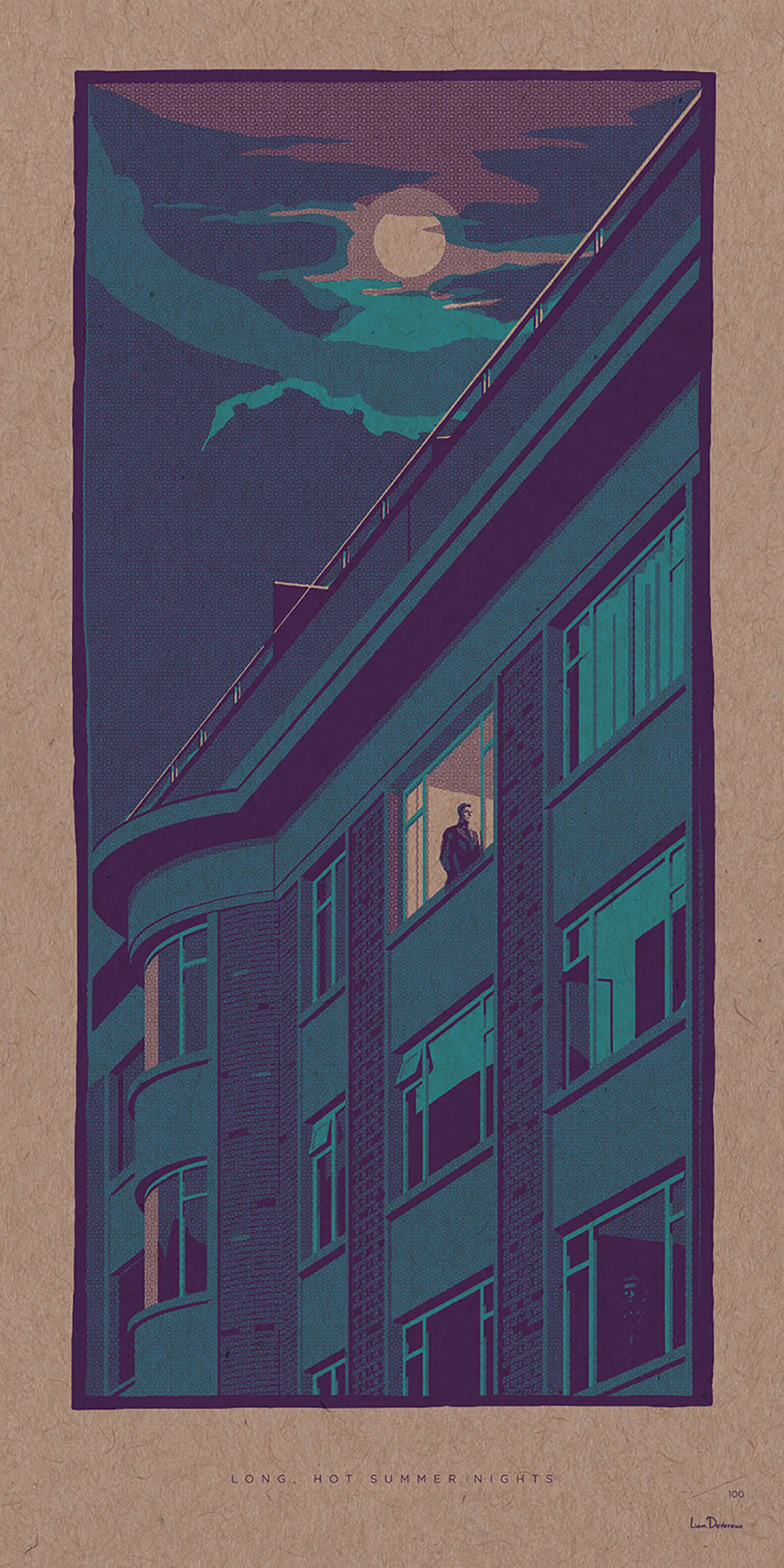 Long, Hot Summer Nights - Liam Devereux | 30x60mm Giclee print on 450mic recycled Kraft card