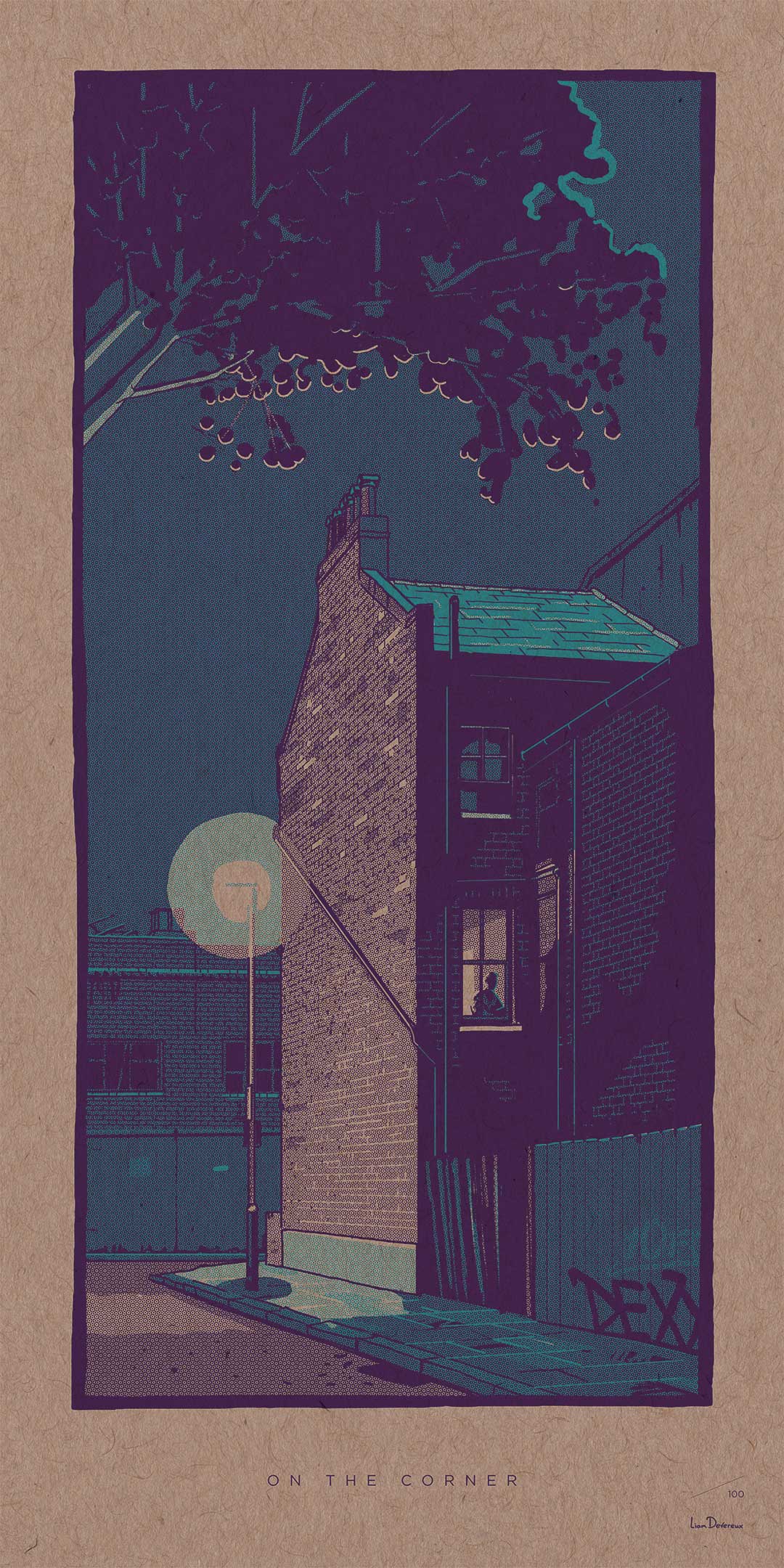 On The Corner - Liam Devereux | 30x60mm Giclee print on 450mic recycled Kraft card